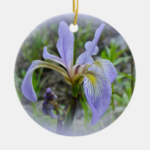Blue Flagga - Vild Iris Julgransprydnad Keramik