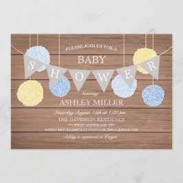 Blue Flaggor n Fluffs - Baby Shower-inbjudan Inbjudningar