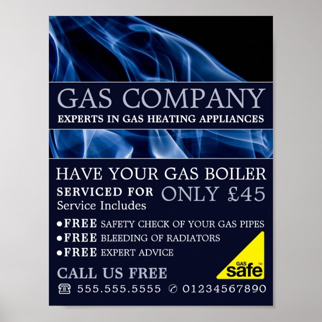 Blue Flame, Gas Ingenjör & Supplier Advertising Poster (Framsidan)