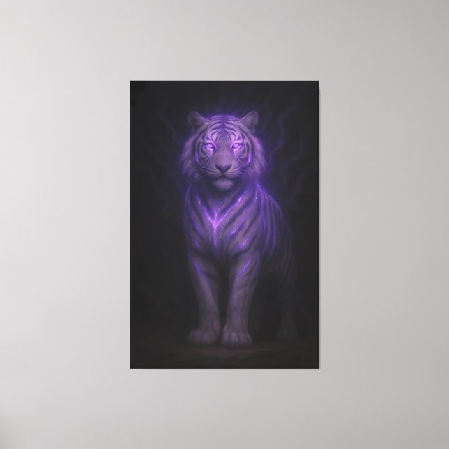 Blue Flame Guardian White Tiger – Standing Divine  Canvastryck (Framsida)