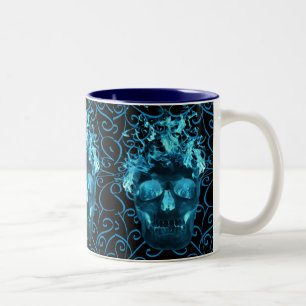 Blue Flame Skull Mugg
