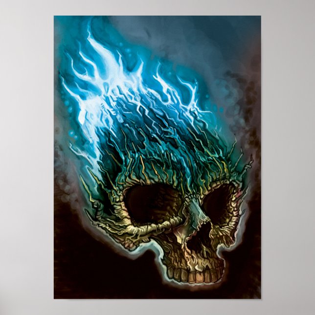 Blue Flame Skull Poster (Framsidan)