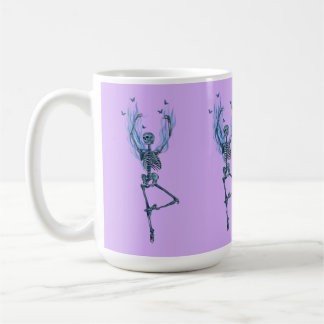 Blue Flames Ballerina Dancing Skeleton Art Purple Kaffemugg