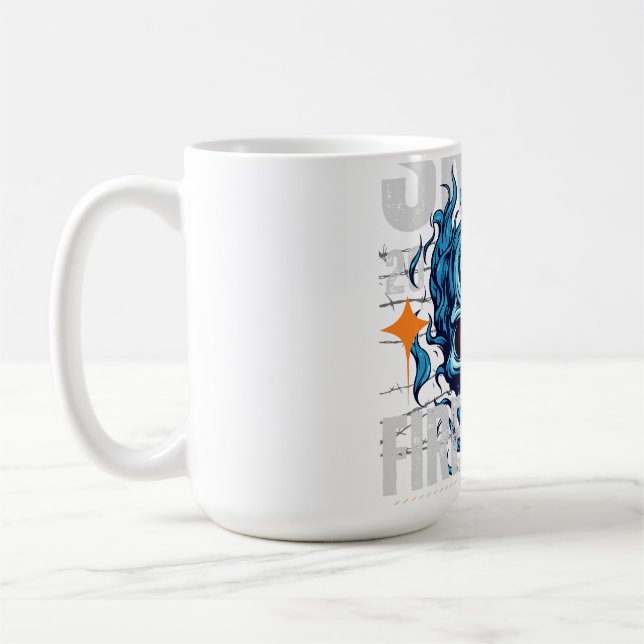 Blue Flaming Skull Streetwear Design | Cyberpunk G Kaffemugg (Vänster)