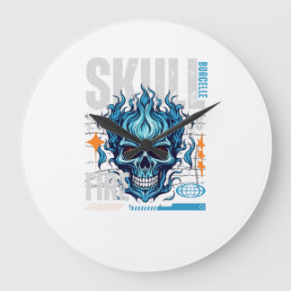 Blue Flaming Skull Streetwear Design | Cyberpunk G Stor Klocka