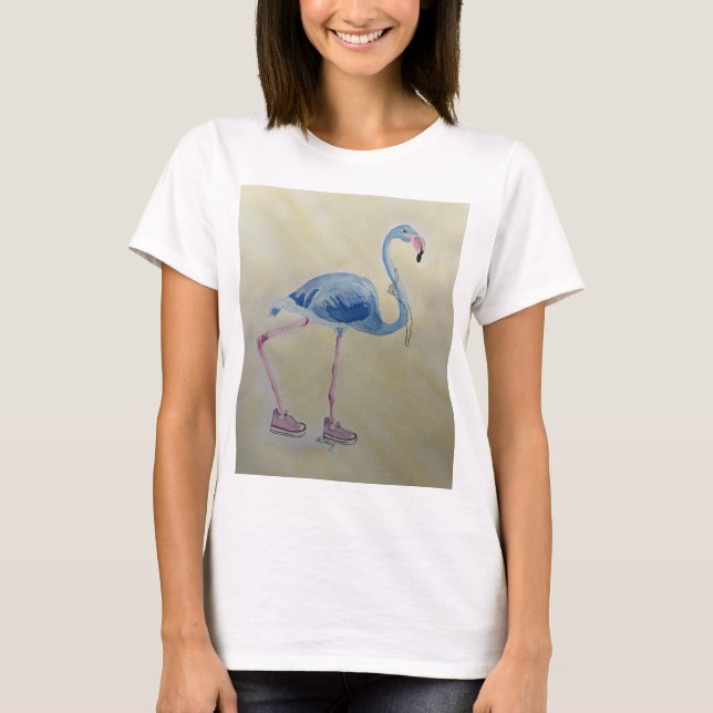 Blue Flamingo med Pearls t-shirt (Framsida)
