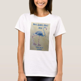 Blue Flamingo med Pearls t-shirt Vote Harris/Walz