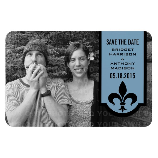 Blue Fleur De Lis Banner Spara datum magneter (Horisontell)