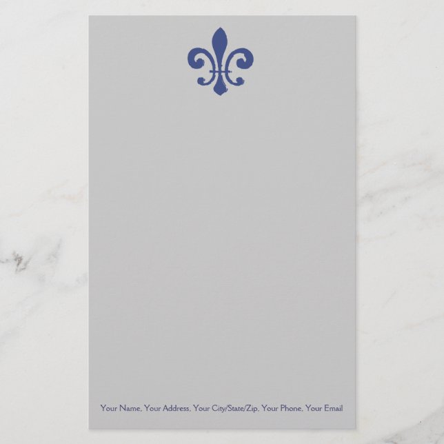Blue Fleur De Lis Brevpapper (Framsida)