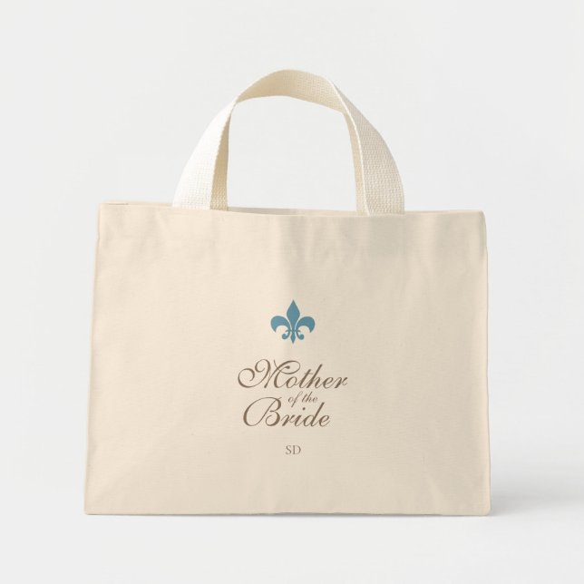 Blue Fleur de Lis Budens mamma Initial Mini Tygkasse (Framsidan)
