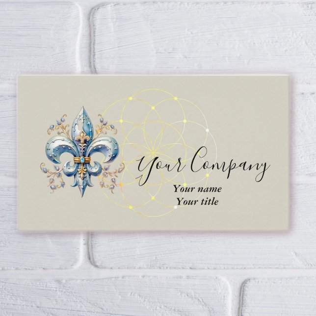 Blue Fleur-de-Lis Business Card Visitkort (Skapare uppladdad)