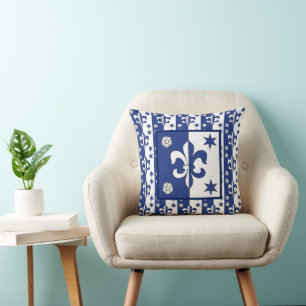 Blue Fleur de Lis Kudde