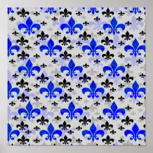 Blue Fleur De Lis Yta Mönster Design Download Poster