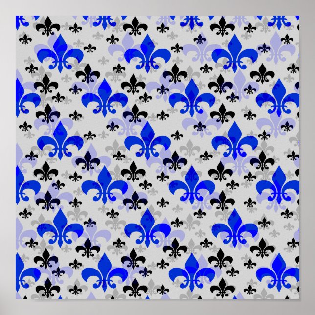 Blue Fleur De Lis Yta Mönster Design Download Poster (Framsidan)
