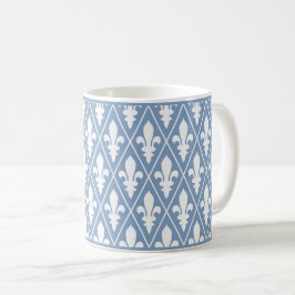 Blue Fleur-de-Lys Lattice Coffee Mugg
