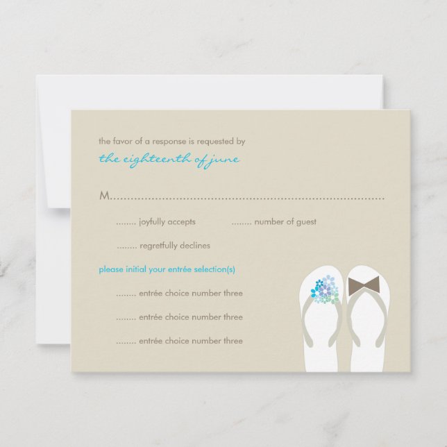 Blue Flinflip flops Beach Wedding OSA kort (Framsida)
