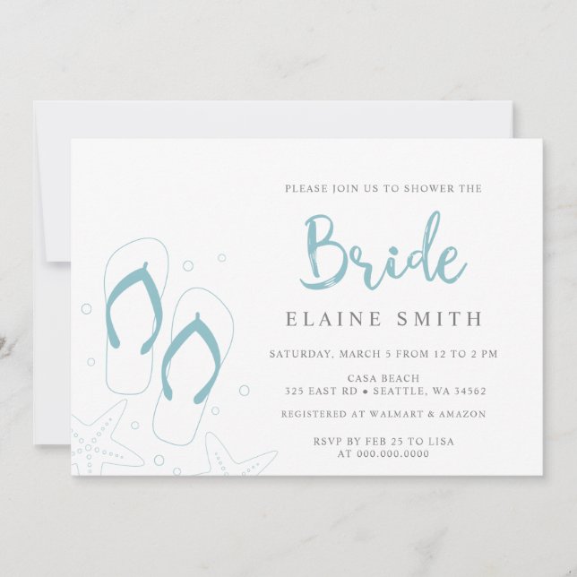 Blue Flinflip flops Summer Beach Möhippa Inbjudningar (Framsida)