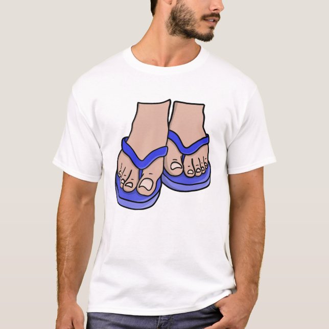 Blue Flip Flop Feet T Shirt (Framsida)