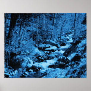 Blue Flook Abstrakt Fantasy Art Poster