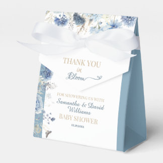 Blue Floral Baby in Bloom Baby Shower Thank You Fa Presentaskar