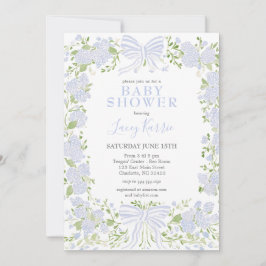 Blue Floral Baby Shower Invitation,  Inbjudningar