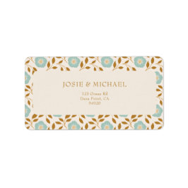 Blue Floral Boho Adressetikett