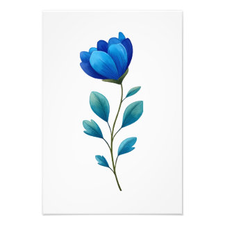 Blue Floral Botanical Illustration  Fototryck
