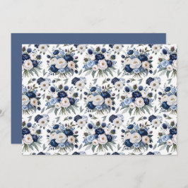 Blue Floral Botanical Note Card Anteckningskort