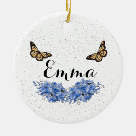 Blue Floral bouquet in the blooming garden Julgransprydnad Keramik