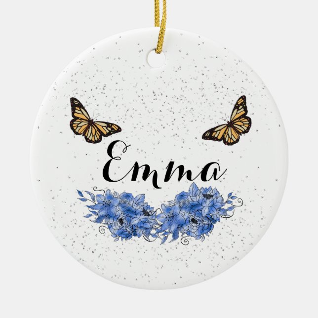 Blue Floral bouquet in the blooming garden Julgransprydnad Keramik (Framsidan)