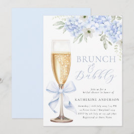 Blue Floral Bridal Brunch Shower Invitation Inbjudningar