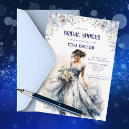 Blue Floral Bridal Shower Invitation Inbjudningar