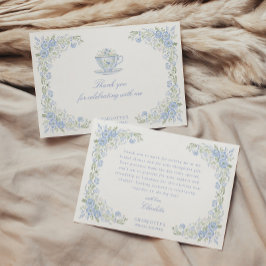 Blue Floral Bridal Tea Party Tack Kort