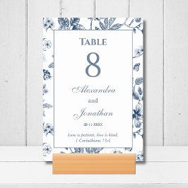 Blue Floral Chinoiserie Christian Wedding    Bordsnummer