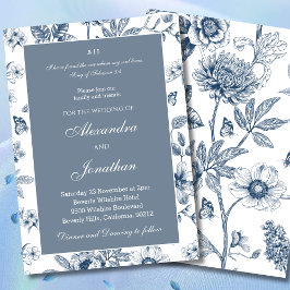 Blue Floral Chinoiserie Christian Wedding  Inbjudningar