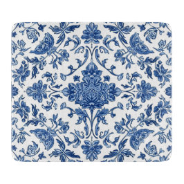 Blue Floral Chinoiserie White Watercolor