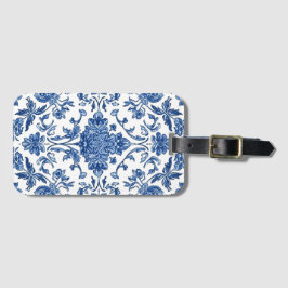 Blue Floral Chinoiserie White Watercolor Bagagebricka