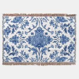 Blue Floral Chinoiserie White Watercolor Filt