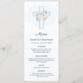Blue Floral Cross Baptism Meny