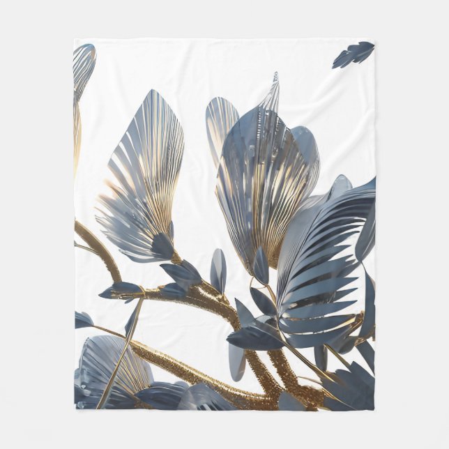 Blue Floral Design Plant Fleecefilt (Framsidan)