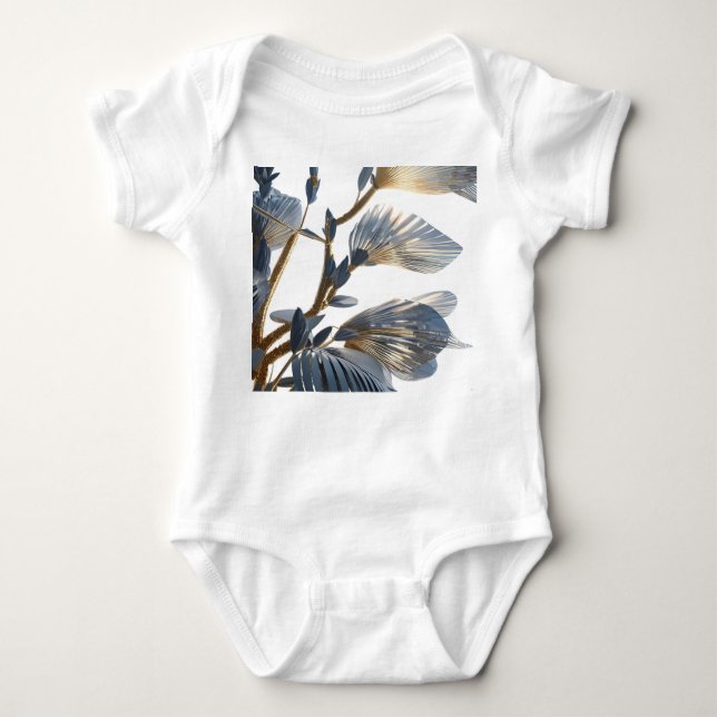 Blue Floral Design Plant T Shirt (Framsida)