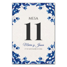 Blue Floral Elegant Fiesta Spanish Wedding Bordsnummer