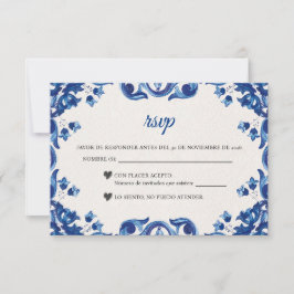 Blue Floral Elegant Fiesta Spanish Wedding OSA Kort
