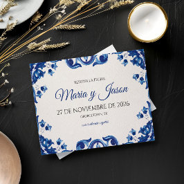 Blue Floral Elegant Fiesta Spanish Wedding Spara Datumet