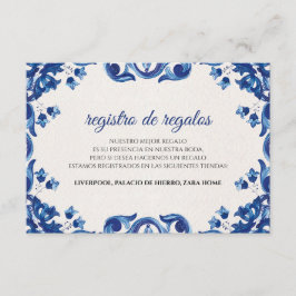 Blue Floral Elegant Fiesta Spanish Wedding Tilläggskort