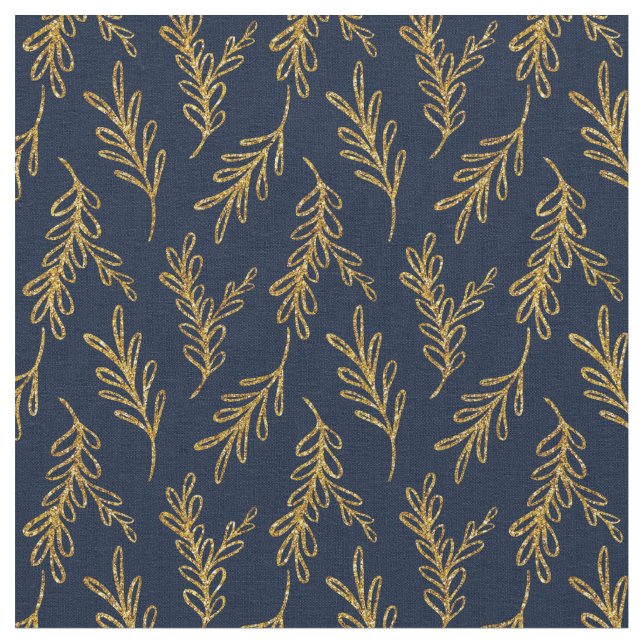 Blue Floral Fabric Seamless Pattern Elegant Boho Tyg (Närbild)