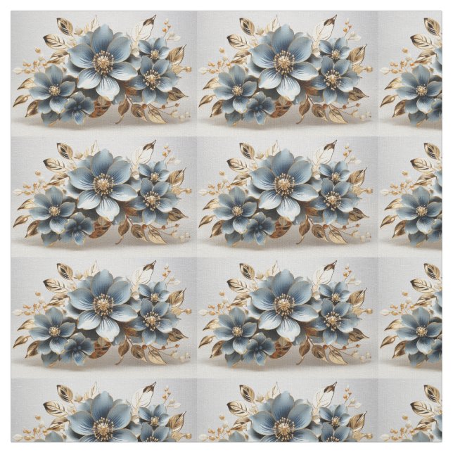 Blue Floral Fabric Seamless Pattern For Sewing Tyg (Provkarta)