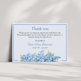 Blue floral forget-me-nots flowers funeral tack kort
