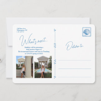 Blue Floral Frame Coastal Graduation Announcement Inbjudningar