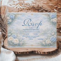 Blue Floral Gold Garden Quinceañera